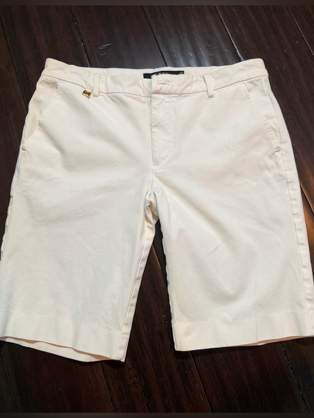 Lauren Ralph Lauren Black Label Twill Women’s Off White Bermuda Shorts 6 - Picture 2 of 9